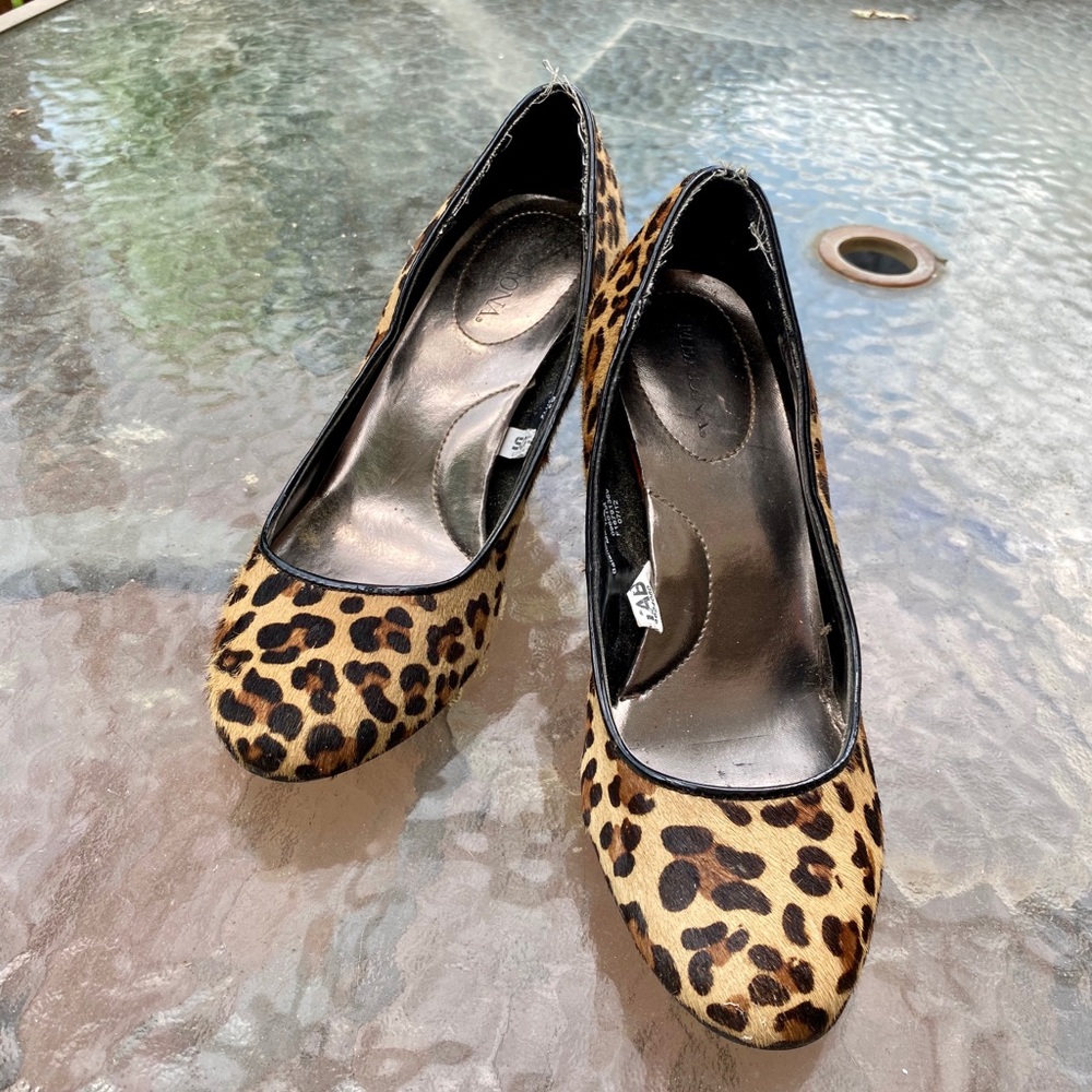 Leopard cheetah block heels